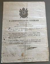 Regno Napoli 1813 Amministraz Poste corriere Galeone X Bari documento originale