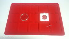 VASSOIO GRANDE COLORE ROSSO PER 15 MONETE OBLO CAPSULE CON UN DIAMETRO FINO 50mm