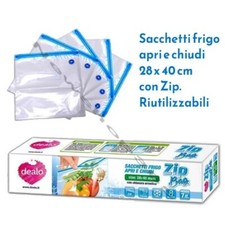 10 SACCHETTI FRIGO RIUTILIZZABILI A CHIUSURA ERMETICA CON ZIP APRI E CHIUDI 7 LT