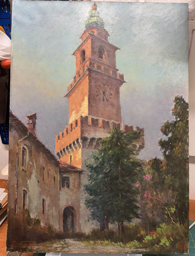Rino stringara olio tela - rino, su