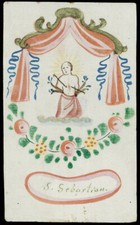 santino carta miniatura 1700 S.SEBASTIANO M.