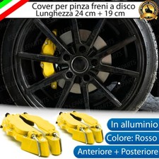 SET 4 COVER COPRI PINZE FRENI GIALLO ANTERIORE POSTERIORE ALLUMINIO TUNING AUTO
