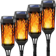 Solari Fiamma Luci, Lampade Solari Da Giardino, 4 Pezzi 12 LED Lampada Solare Da