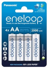4 Eneloop Panasonic Pile Batterie Ricaricabili STILO AA 2000mAh 2100 cicli