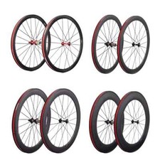 Set ruote bici da strada 700C full carbon larghezza 25 mm tubolare clincher