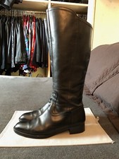 FRATELLI ROSSETTI LUSSO STIVALI ALTI PELLE ZIP BLACK GOLD ICONIC 39 EU 9 US 6 UK