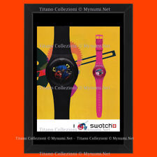 Anni ' 00  * Pubblicità Originale "Swatch, Orologio Nero E Rosa, I Love Swatch"