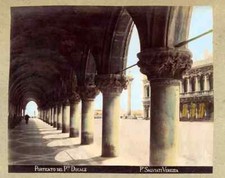 Venice Ducal Palace Colored albumen + Rialto on the back 1870c P. Salviati L43