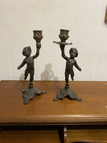 Coppia candelabri angeli - coppia, di