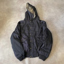 Woolrich Bomber Giacca Uomo Grande Made In USA Pelliccia Ecopelliccia Cappotto Vintage, Nero