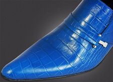 Chelsy Insolito Pelle Scarpe Uomo Blu di Coccodrillo Designer Pantofola 39