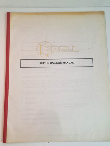 Manuale uso originale krell - manuale, d'uso