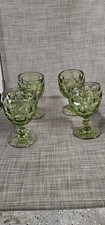 QUATTRO calici cordiali vintage imperiali provinciali "Verde" vetro verde