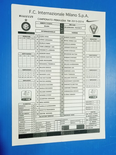 Distinta ufficiale formazioni - distinta,