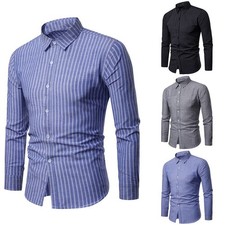 Camicia elegante uomo casual a righe con maniche lunghe per varie occasioni