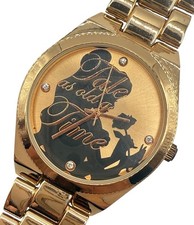 Bracciale maglia orologio Disney La Bella e la Bestia Belle oro rosa batteria nuova 38mm