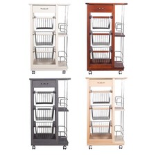 CARRELLO CUCINA IN LEGNO CON CASSETTI RUOTE SALVASPAZIO PORTAPANE PORTAFRUTTA