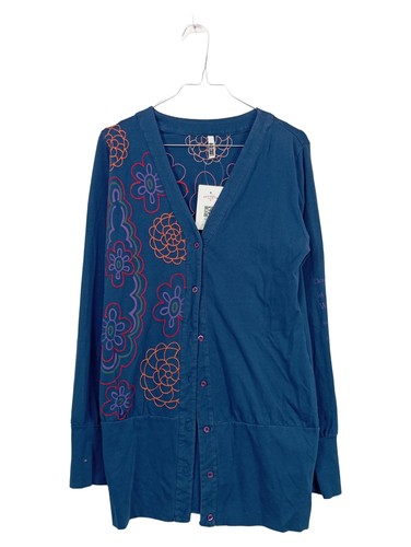 Cardigan donna blu ricamo - blu,