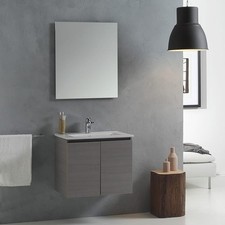 Kiamami Valentina Mobile bagno sospeso 60cm grigio, completo di lavabo e specchi