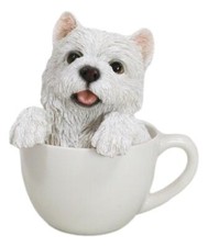 Statua realistica cane Westie bianco in tazza da tè 6"H Pet Pal West Highland Terrier
