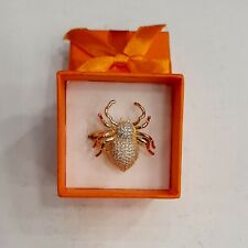 Anello donna in ottone dorato regolabile pietre strass bianco scarafaggio