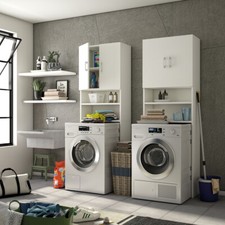 MOBILE COLONNA UNIVERSALE COPRILAVATRICE LAVANDERIA LAUNDRYCOMPOS BIANCO