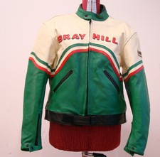 GIUBBOTTO GIACCA IN PELLE VERDE KAWASAKI BARY HILL TG54 VINTAGE
