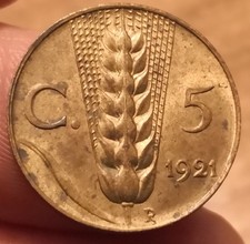 5 Centesimi 1921 Spiga