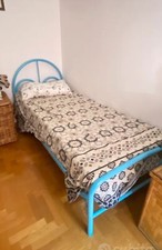 Letto singolo ferro battuto azzurro