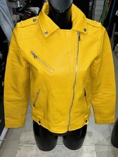 ZARA GIRLS giacca in vera pelle usato donna woman tg 13/14 anni giallo ocr LLD04