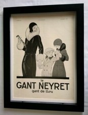 Guanti donna vintage 1930 pubblicità art deco originali incorniciati ottime condizioni