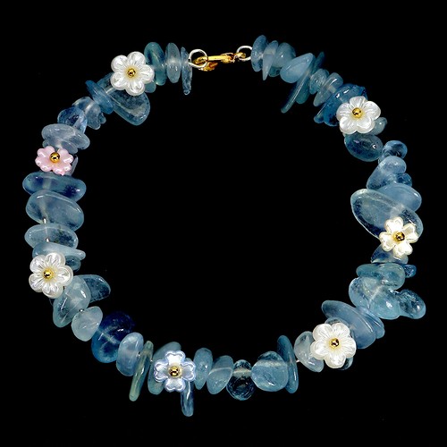 Bracciale fiori acquamarina - bracciale, in