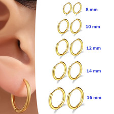 Orecchini a cerchio da uomo donna in acciaio cerchietti piccoli e grandi dorato