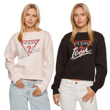 GUESS FELPA DONNA INVERNALE LOGO FRONTALE TRIANGOLO STRASS MAGLIA W4YQ25KB681