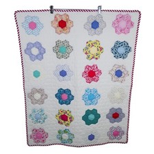 Trapunta bambino patchwork vintage anni 30 cucita a mano nonne giardino fiorito