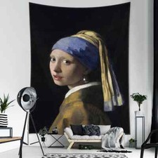 Telo multiuso da parete arazzo ragazza orecchino perle arte decoro arredamento