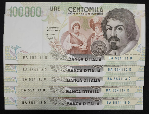 100000 lire caravaggio - lire,