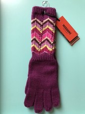 GUANTI nuovi MISSONI per Target GIRLS Chevron a righe in maglia viola taglia M/L