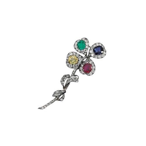 Spilla design fiori pietre