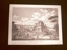 Antica veduta Città di Licata o Alicata Agrigento Sicilia Litografia Saint-Non