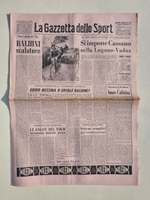 GAZZETTA DELLO SPORT 19 GIUGNO 1957 COLOMBO CASSANO LUGANO-VADUZ -TROFEO GARDIOL