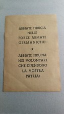 Volantino RSI Repubblica Sociale Italiana "Italiani Germania" volontari guerra