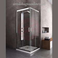 BOX CABINA DOCCIA BAGNO QUADRATO 70X70 75X75 80X80 90X90 CROMO ANTICALCARE 6MM
