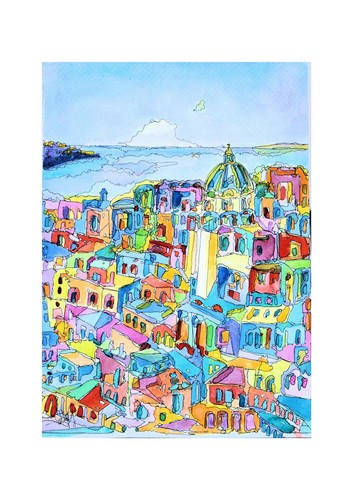 Acquarello amalfi in copia - acquarello,,