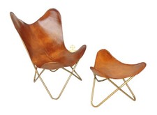 Poltrona Farfalla In Pelle Tan