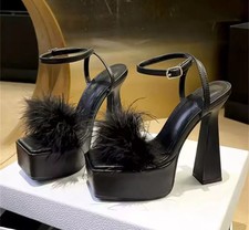 Sandali Neri Plateau Alto Con