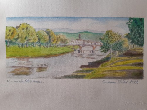 Dipinto acquerello cascine - dipinto, ad