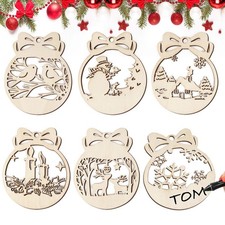 30pz Palline Legno Natale