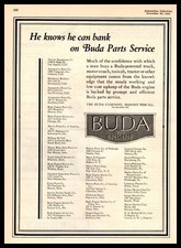 Pubblicità stampa d'epoca 1922 Buda camion motore pullman taxi cabina trattore auto