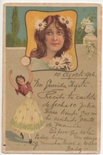 LIBERTY - VISO DI DONNA CON MARGHERITE TRA I CAPELLI #34